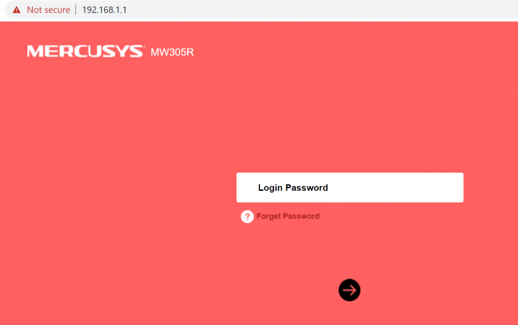 mercusys router Login Screen 